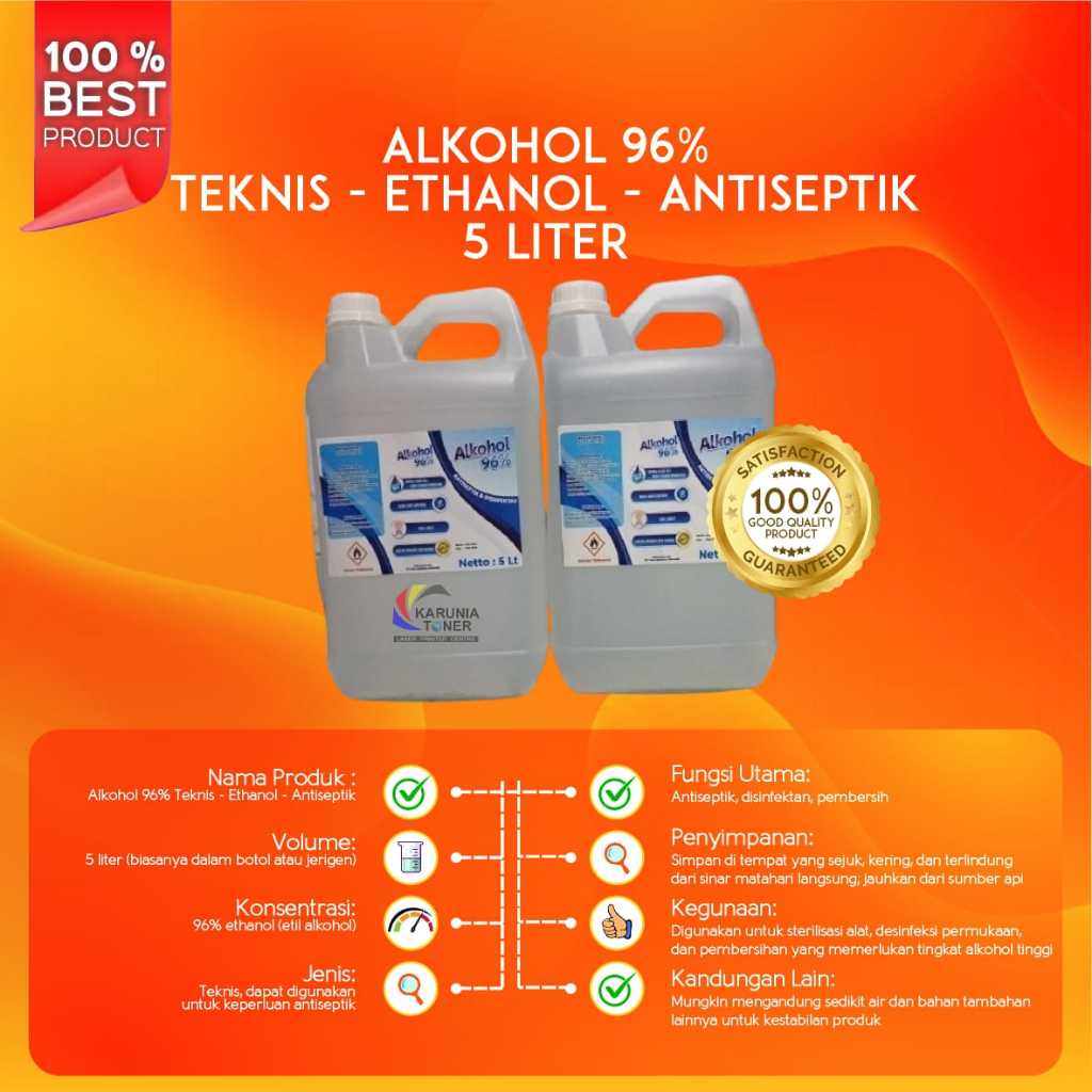 Alkohol 96% 5 liter / Alkohol 96 persen / Alcohol 96% / Sterilisasi