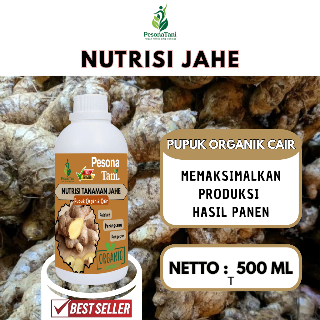 NUTRISI TANAMAN JAHE 500ML (PESONA TANI) - Pupuk Organik Cair Tanaman Jahe Booster Pelebat Jahe dan 