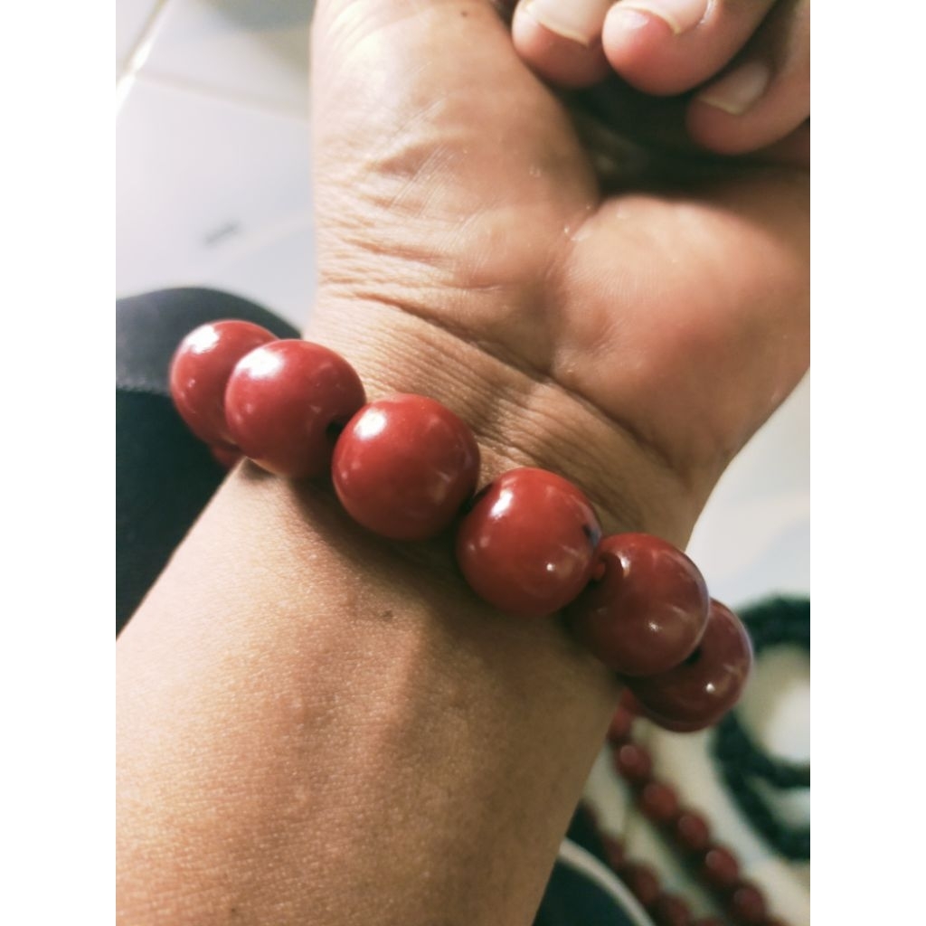 gelang tasbih kokka jawa merah/biji gebang pocok lontar merah/gelang tasbih jumbo