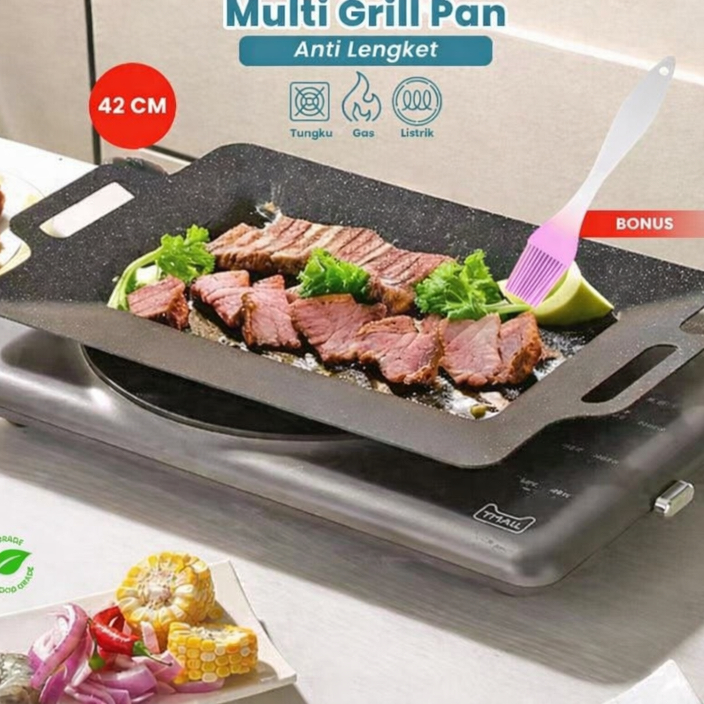 M1204 Multi Grill Pan / Multi Grill Pan Anti Lengket Panggangan Multiguna Free Kuas - FM