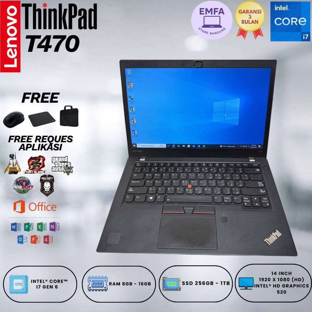 Laptop Termurah Lenovo Seri T i5 / i7 Ram 8Gb / 16Gb SSD 256Gb - 1TB Original Bergaransi