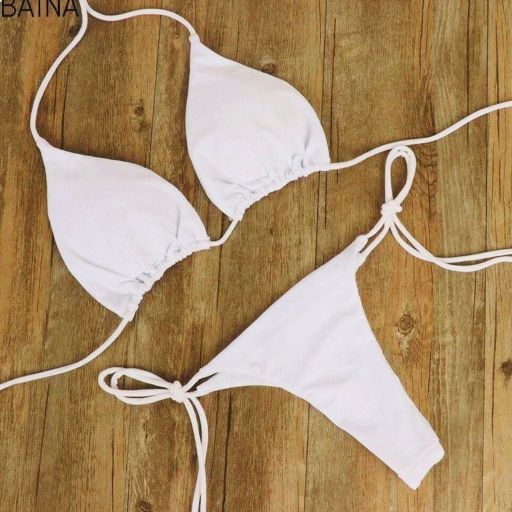Sexy Bikini Bra Gstring Bikini Renang Baju Sexy Wanita TA105WE Putih
