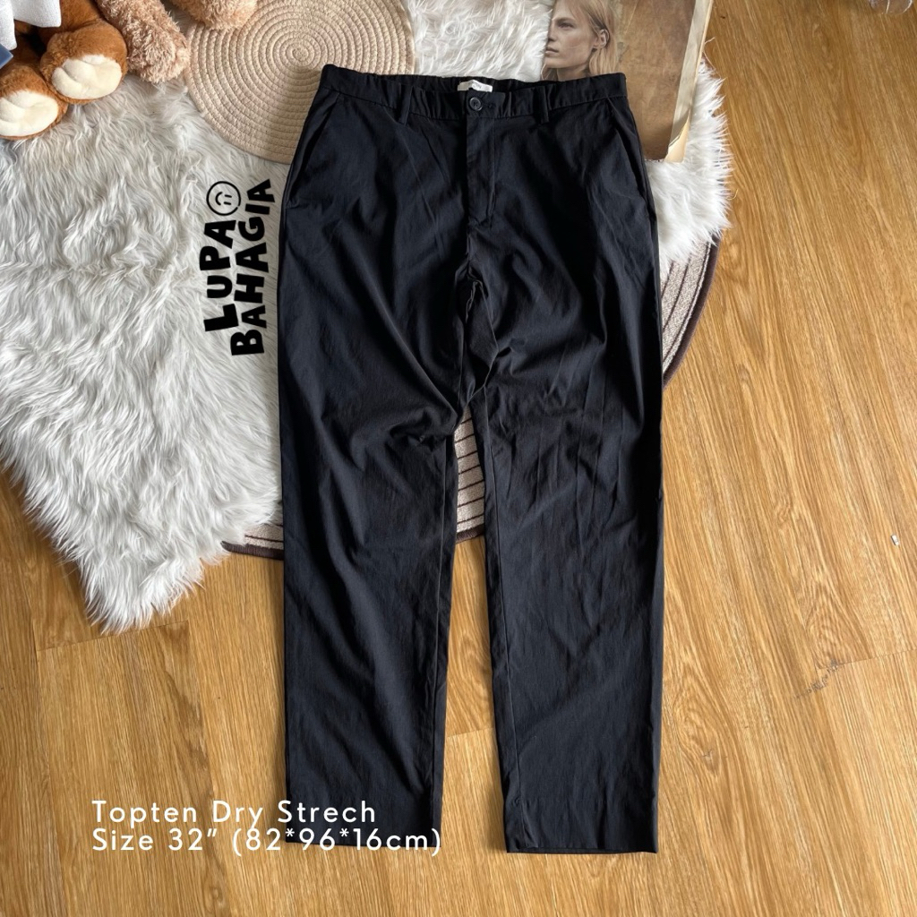 TOPTEN Black Dry Stretch Casual Pants size 32" • 100% Original (Celana Panjang)