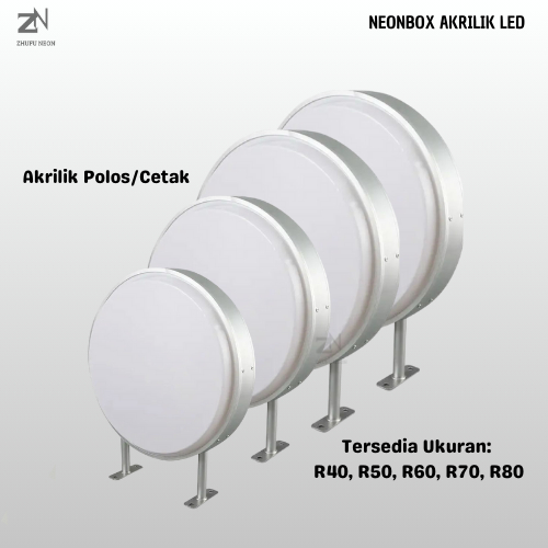 NEON BOX AKRILIK POLOS DAN CUSTOM GAMBAR BULAT 2 SISI
