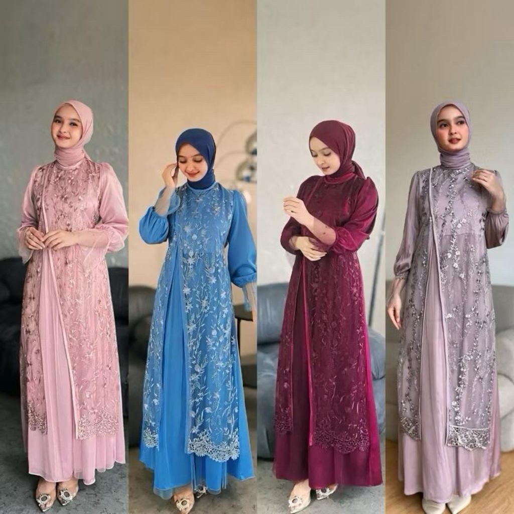 MAXI KINARA NEW MODEL ( M L XL XXL ) GAMIS PESTA SERAGAM ACARA MODEL TERLARIS GAMIS KONDANGAN COKLAT