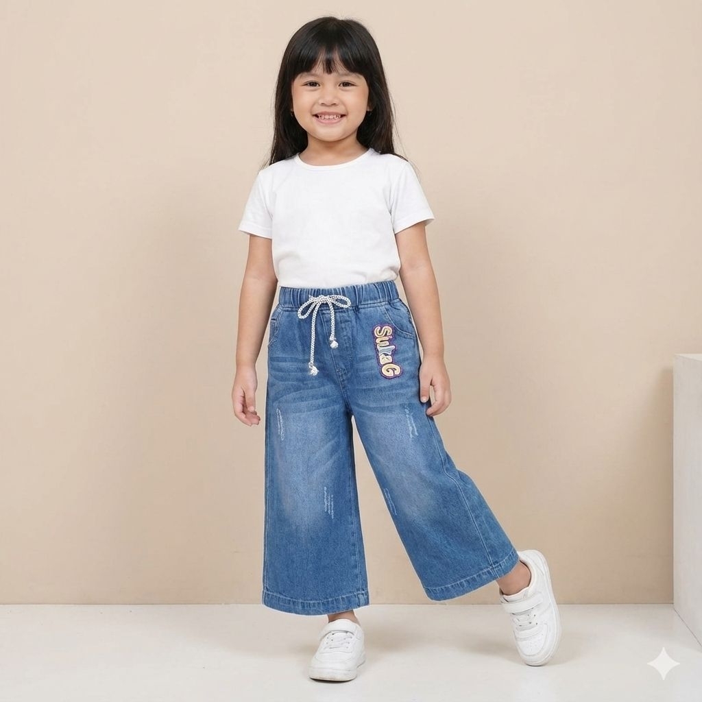 Skena polos anak cewek umur 2-12 tahun / Celana skena panjang anak perempuan / Levis panjang sobek