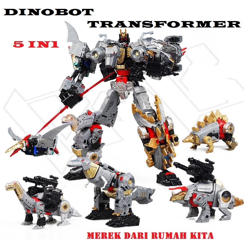 ISI 5 iN1 KOMBINASI DINOSAUR Dino Deformation / GRIMLOCKMAINAN ANAK FIGURE ACTION COMBINE ROBOT TRAN