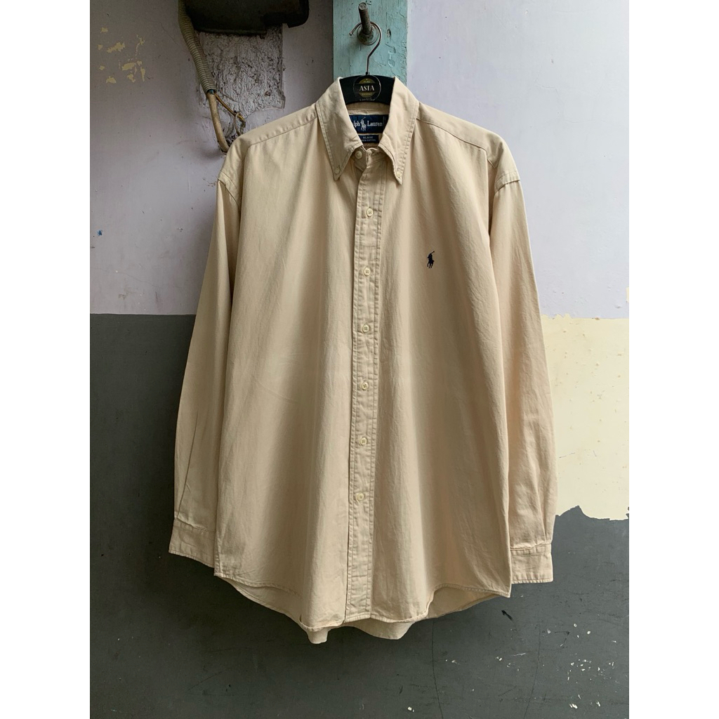 kemeja Ralph Lauren polos pria lengan panjang