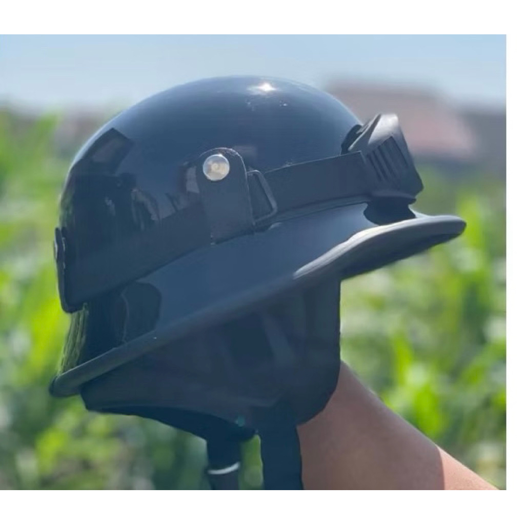 Helm retro millenial NAZI CRAZY HITAM GLOSY kombinasi Kacamata/helm retro chips NAZI/ helm nazi chip