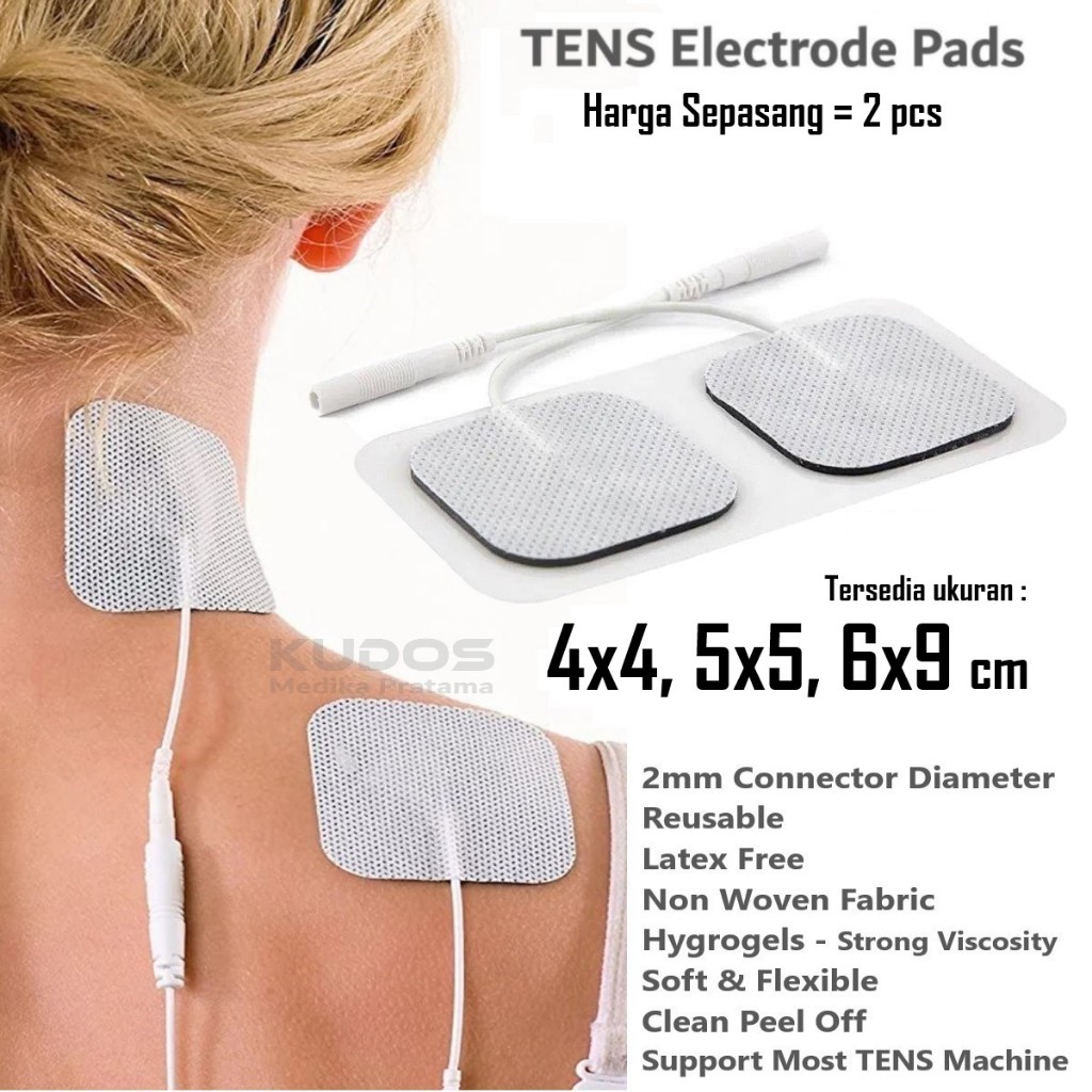 Electrode Pad TENS EMS Stimulator Fisioterapi Pijat Elektrik Perekat Tempelan Ped Pads ukuran 4x4 cm