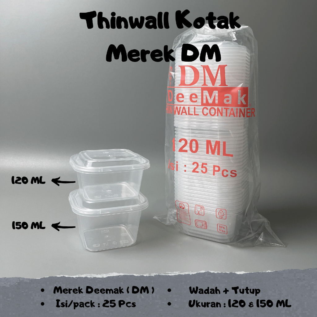 PROMO TERBARU Thinwall Kotak DM 120ml 150ml Isi 25 Pcs / Thinwall SQ DM / Kotak Makan