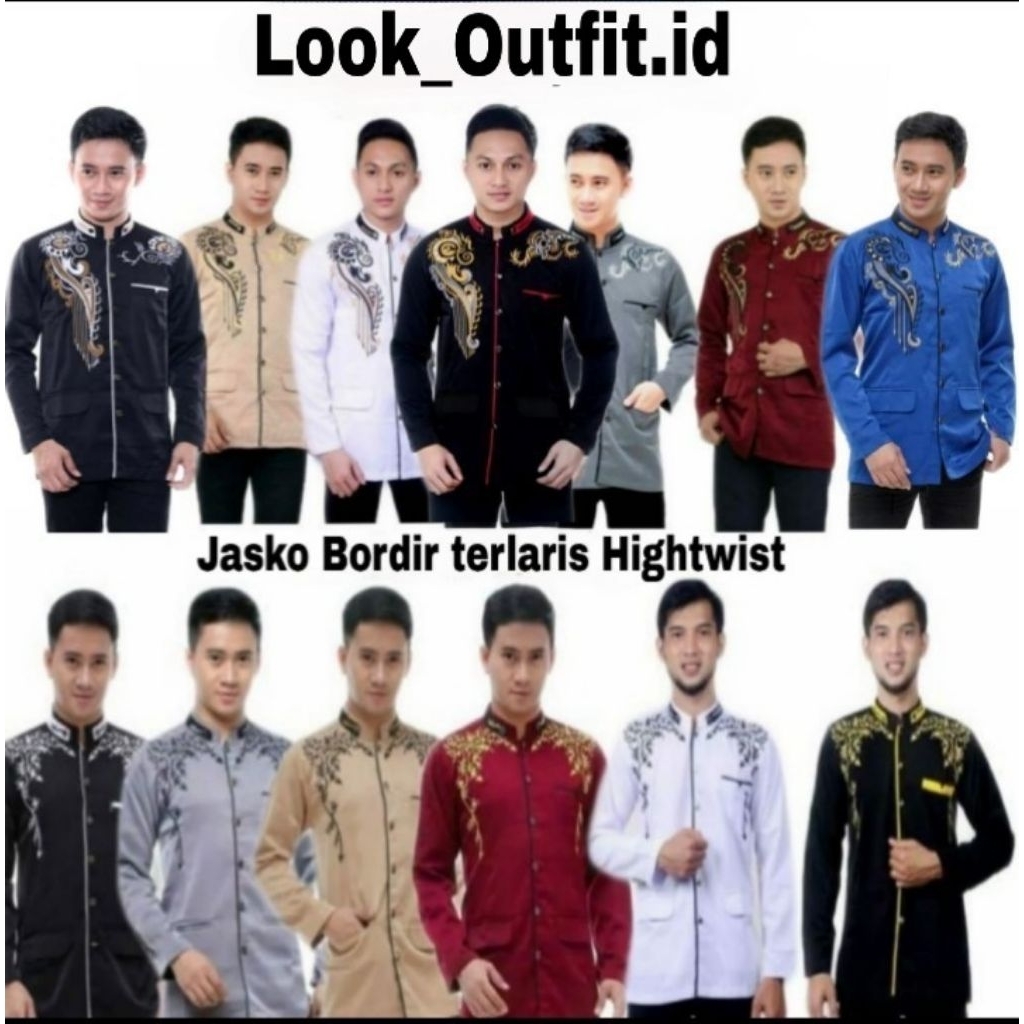 (Bisa COD)Jasko Bordir Pria/Baju koko pria/Atasan pria/Jasko pria lengan panjang/Jasko bordir terlar