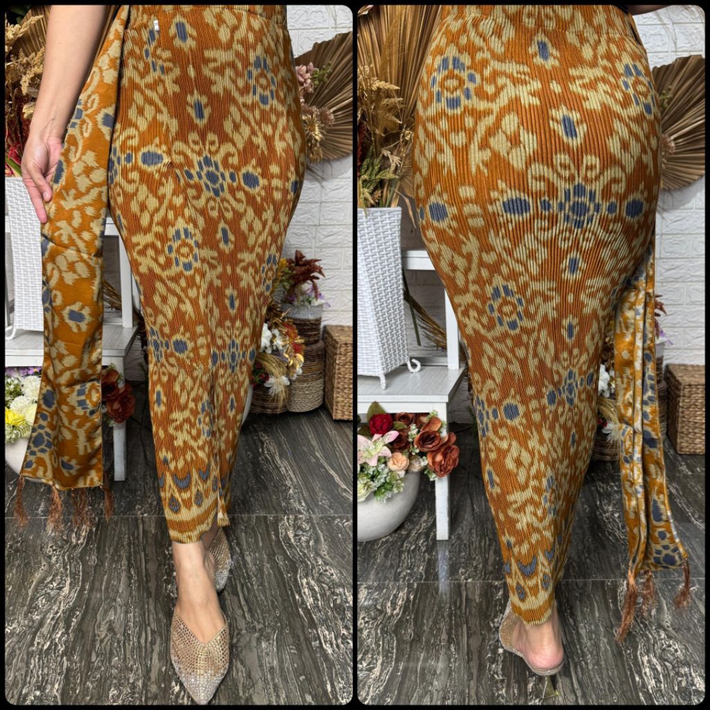 Kamen Jadi Bahan Plisket Set Selendang bahan tebal dan nyaman setelan kebaya wanita bali