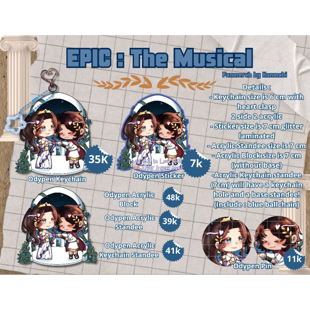 [EPIC:The Musical Fanmerch] Young Odysseus and Penelope Keychain,Sticker,Standee