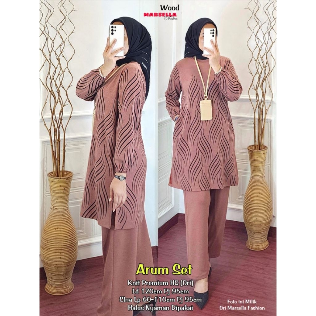 arum one set tunik by marsela setelan jumbo ld 120 ld 130 baju setelan wanita kekinian long tunik im