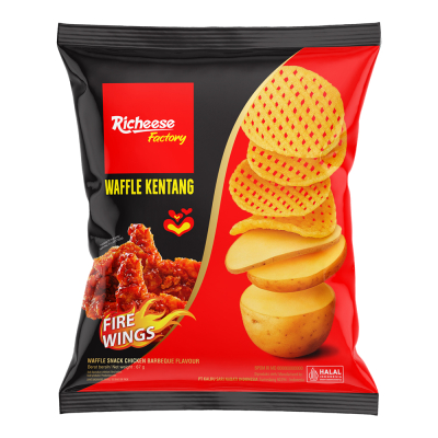 Richeese Factory Waffle Kentang Rasa Rich Burger / Classic BBQ / Ayam Pedas 54g