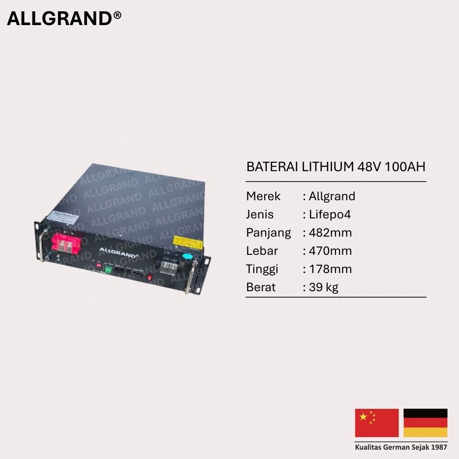 Baterai lithium lifepo4 48V 100AH allgrand 8000cycle ups