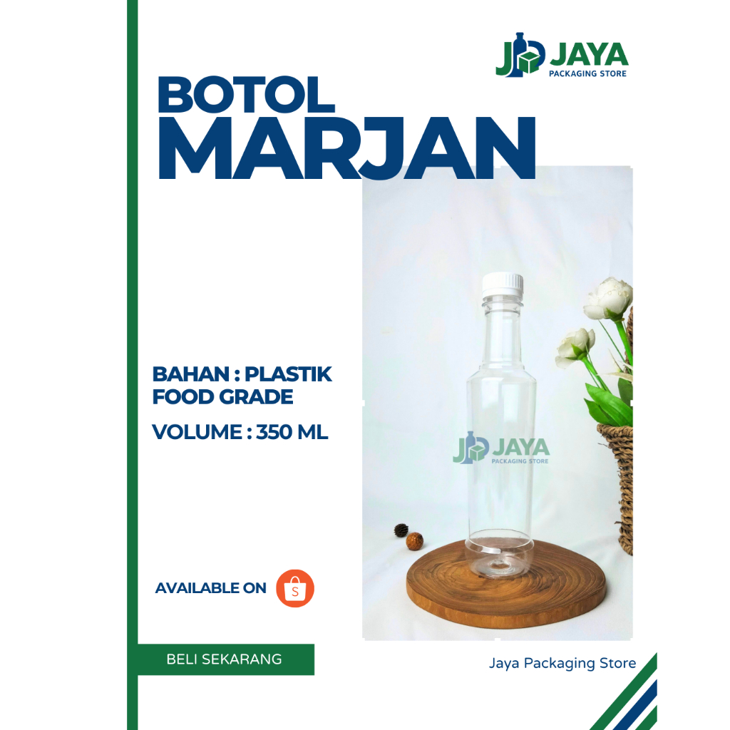 Botol Marjan 350 ml Plastik Food Grade – Botol Sirup 350ml Bening Tutup Ulir | Jaya Packaging