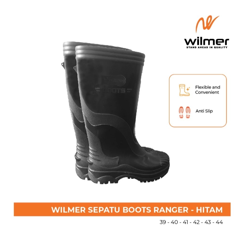 WILMER Sepatu Boot Ranger Hitam LIST - Sepatu Boot Hitam