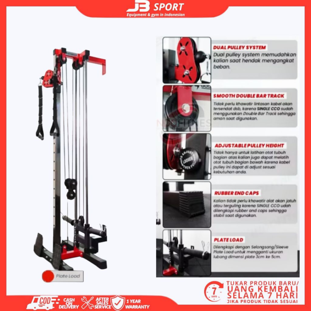 BM-Single Cable crossover Alat gym Fitnes angkat beban