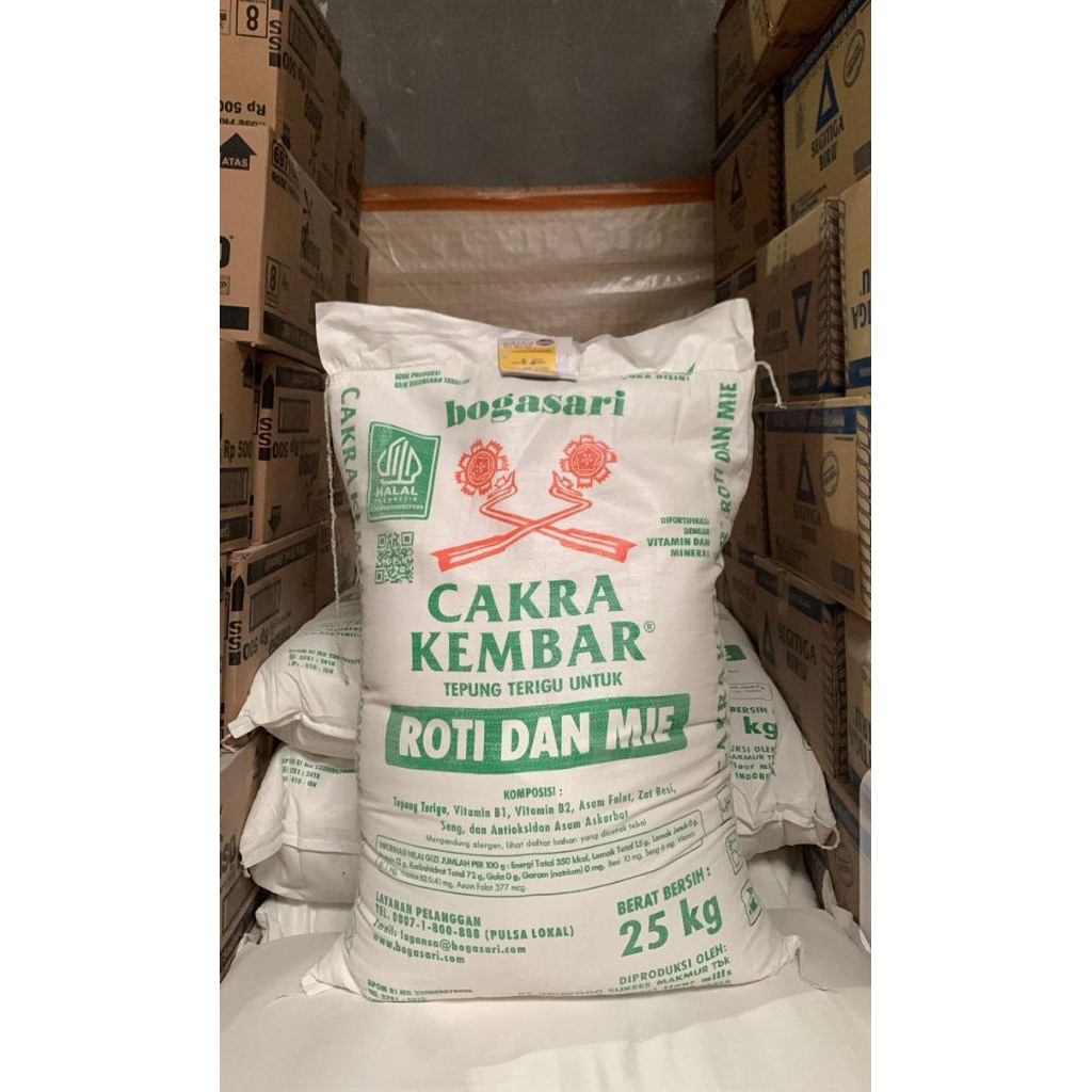 1 karung isi 25 kg tepung terigu Cakra kembar harga murah grosir sembako bandung