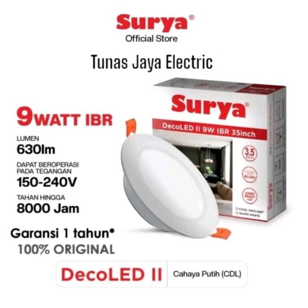 SURYA Downlight LED / Lampu Panel DecoLED 9 Watt IBR (3,5Inch) GARANSI 1 Tahun