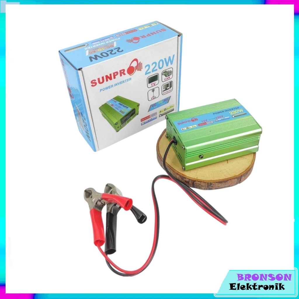 Power Inverter 220W DC 12V - AC 220V HIGH QUALITY SUNPRO Untuk TV Mobil Kipas Komputer Dll