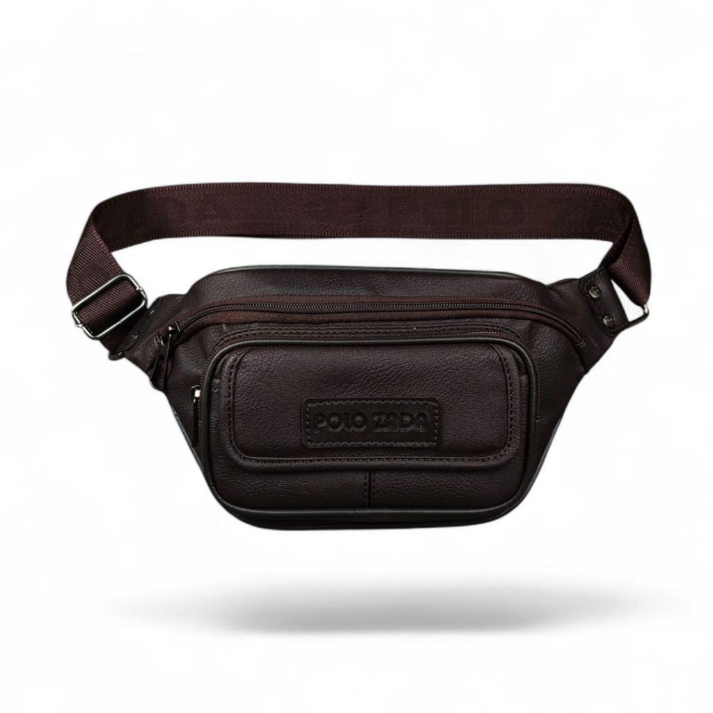 WAISTBAG Polo Zada Oval Tas Selempang Dada Pria Bahan Kulit PU