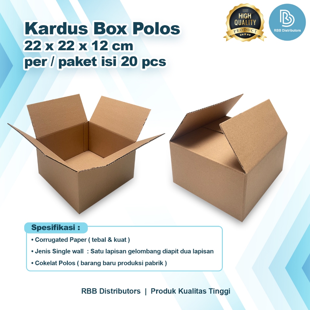 Kardus Single Wall | Karton Kardus Tebal Baru 22 x 22 x 12 Cm