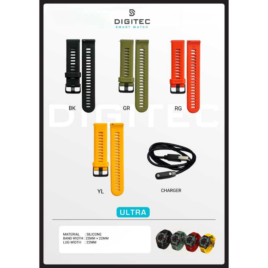 Tali Strap Jam Tangan Digitec Smartwatch ULTRA Strap Rubber - Charger Digitec ULTRA Original