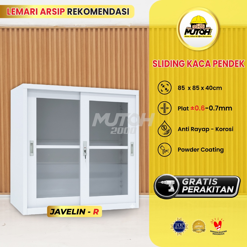 Lemari Arsip Besi Sliding Kaca PENDEK Lemari arsip kantor putih MUTOH JAVELIN