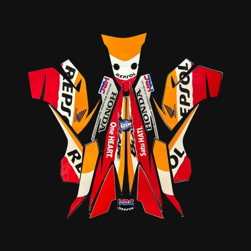 Striping Sticker Body Motor Honda Blade Repsol 110 2012 Std [Full Set]•