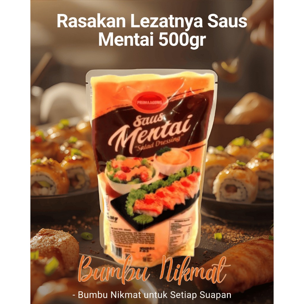 Prima Agung Mayonaise Mentai Mayo 500gr  Saus Salmon Mentai Halal