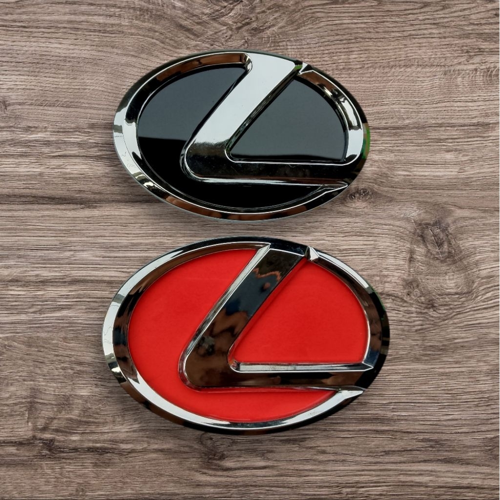 emblem mobil logo LEXUS chrome background hitam merah 14 cm / emblem mobil LEXUS lexus / emblem lexu