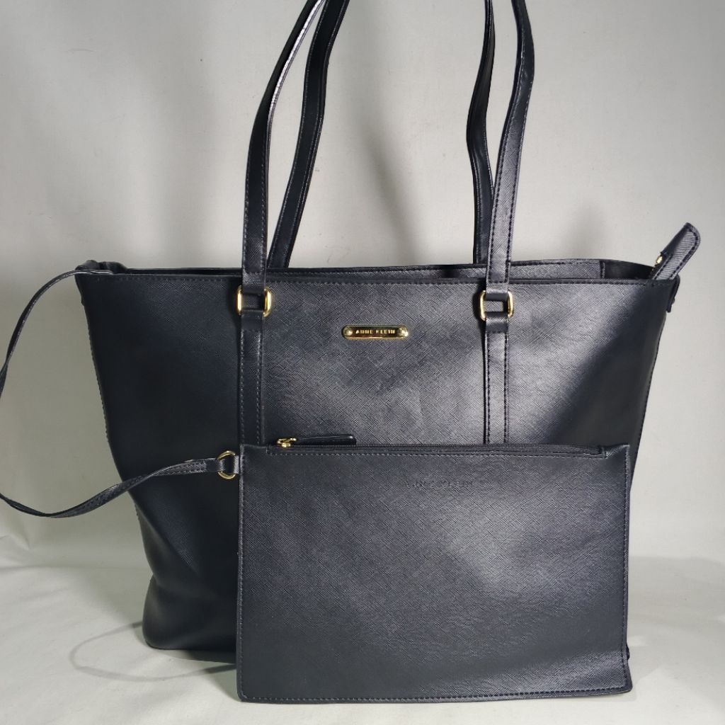 Tote Bag Kulit Anne Klein Black Saffiano