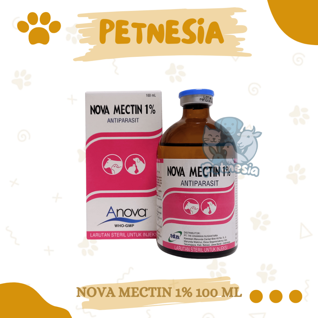 NOVA MECTIN 1% 100 ML NOVAMECTIN - Obat Gudig Gudis Dan Obat Cacing Antiparasit Obat Hewan Ternak