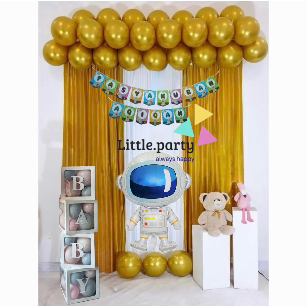 [PAKET] Dekorasi Aqiqah Anak laki-laki BALON CHROME GOLD syukuran tasyakuran Aqiqah MEWAH