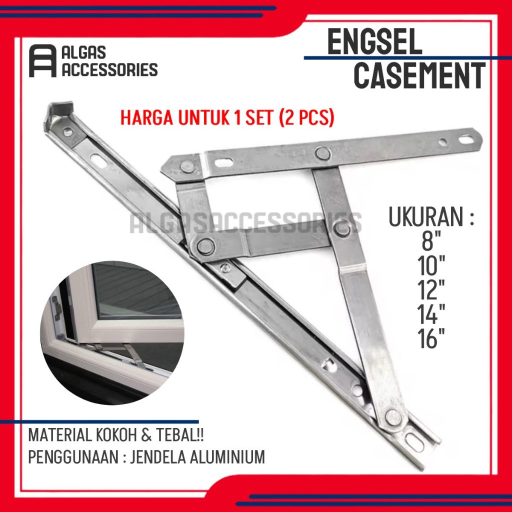 Engsel Casement Jendela Aluminium 1 SET 2pcs / Window Casement / Engsel Cesment Kesmen Aluminium