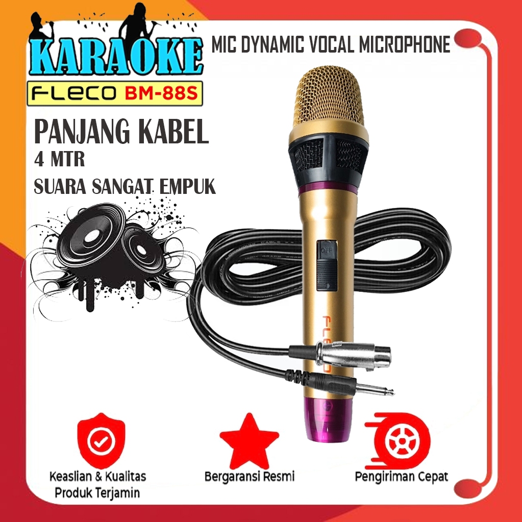 Mikrofon Fleco BM88S - Suara Jernih, Desain Profesional, Kabel 5 Meter