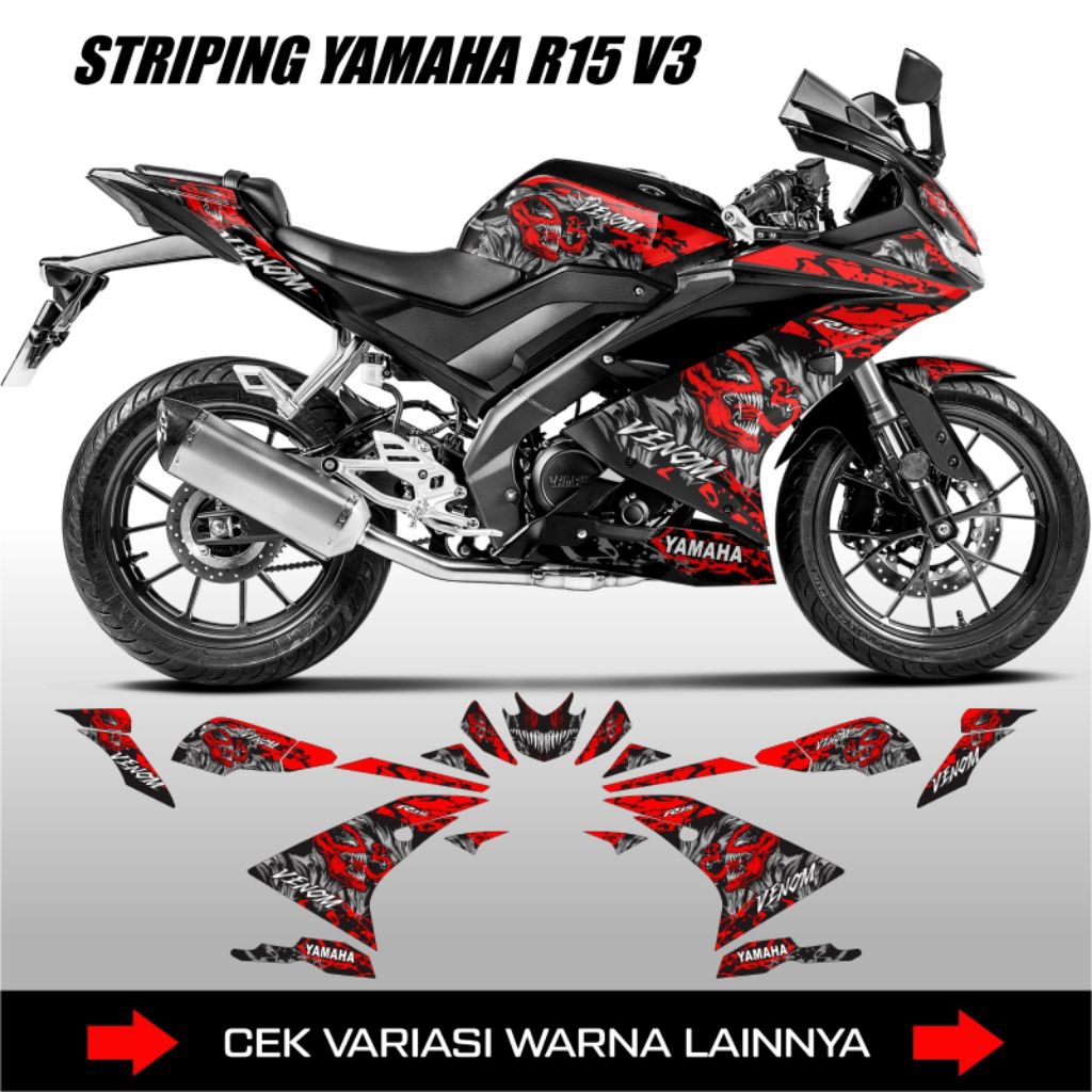 DECAL STIKER STRIPING YAMAHA R15 V3 DESAIN VENOM / STICKER DECAL MOTORCYCLE R15 V3  / STRIPING VARIA