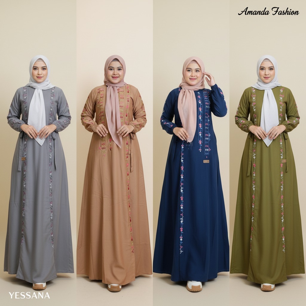 Gamis Amanda Yessana Bordir Rayon Twill Premium