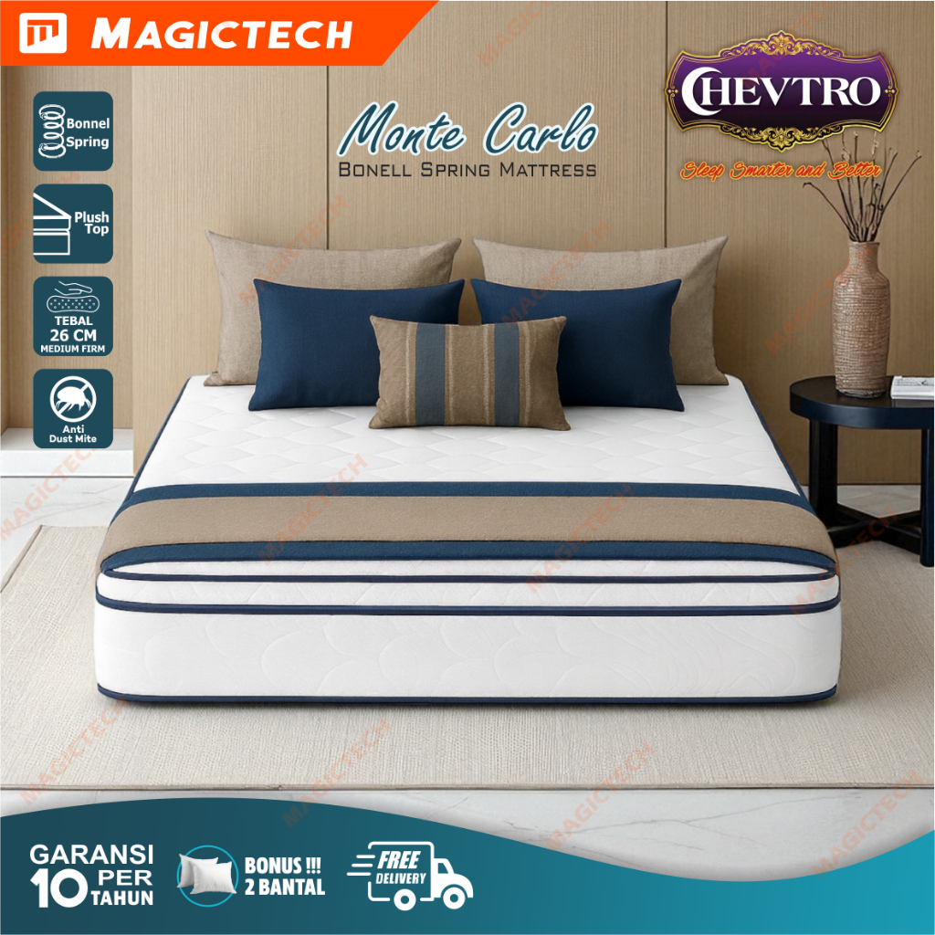 KASUR SPRINGBED MONTE CARLO CHEVTRO PLUSH TOP 150 X 190 - 160 X 200 - 180 X 200 CM MATRAS SAJA