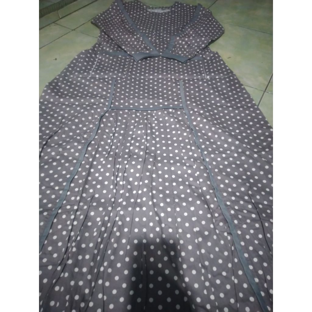 gamis katun jepang polkadot
