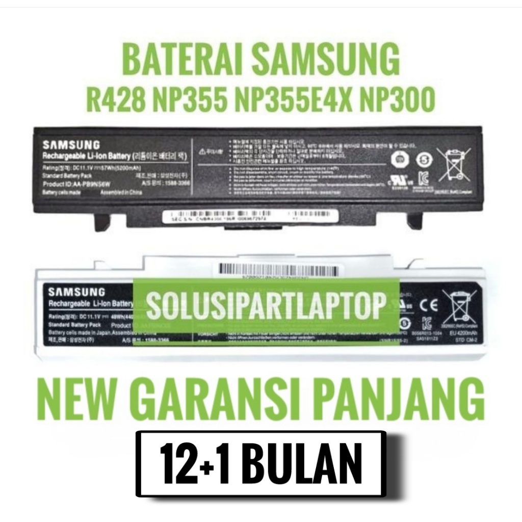 Baterai Battery Batre SAMSUNG NP300 NP355V4X NP355E4X NP355U4X NP300E4Z AA-PB9NC6B AA-PB9NS6B R428 R