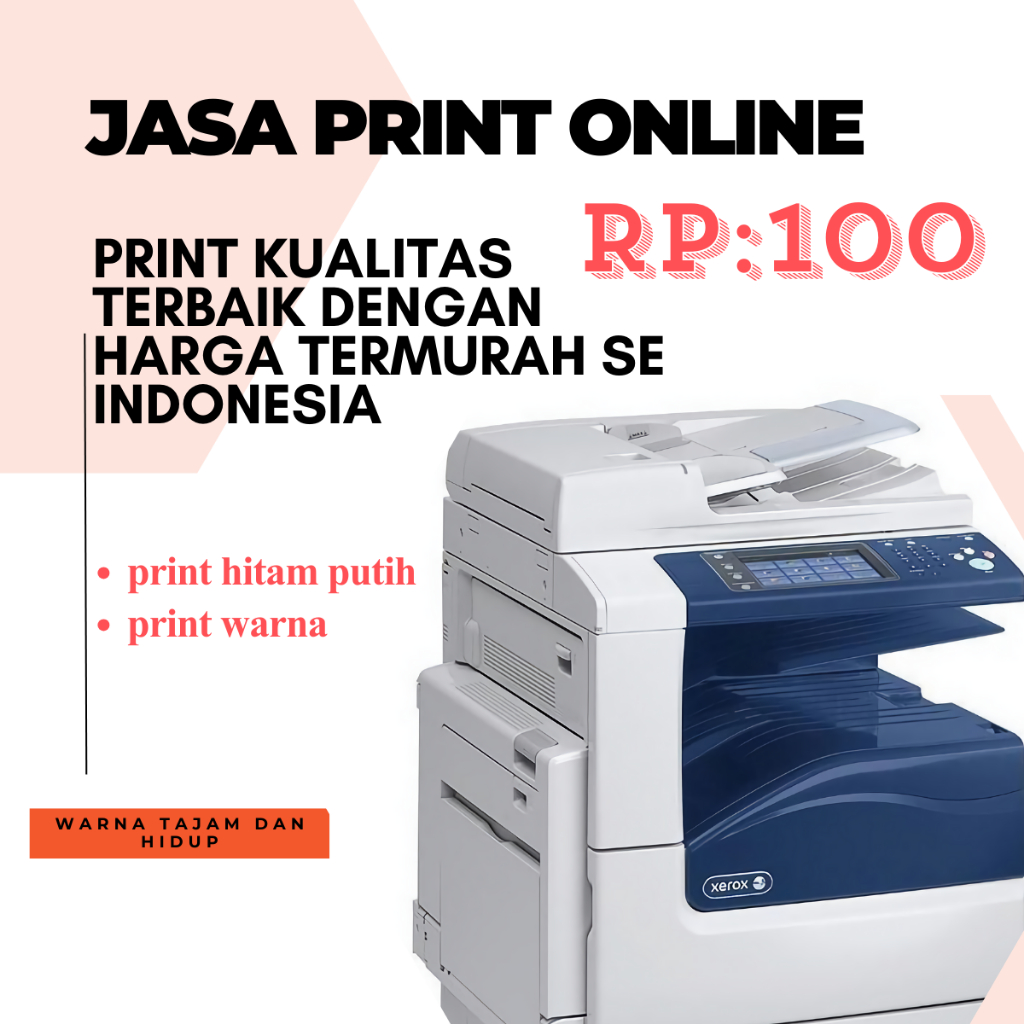 Jasa Print A4 warna F4 print cetak TerMurah Online hitam putih A5 berwarna fotocopy print buku