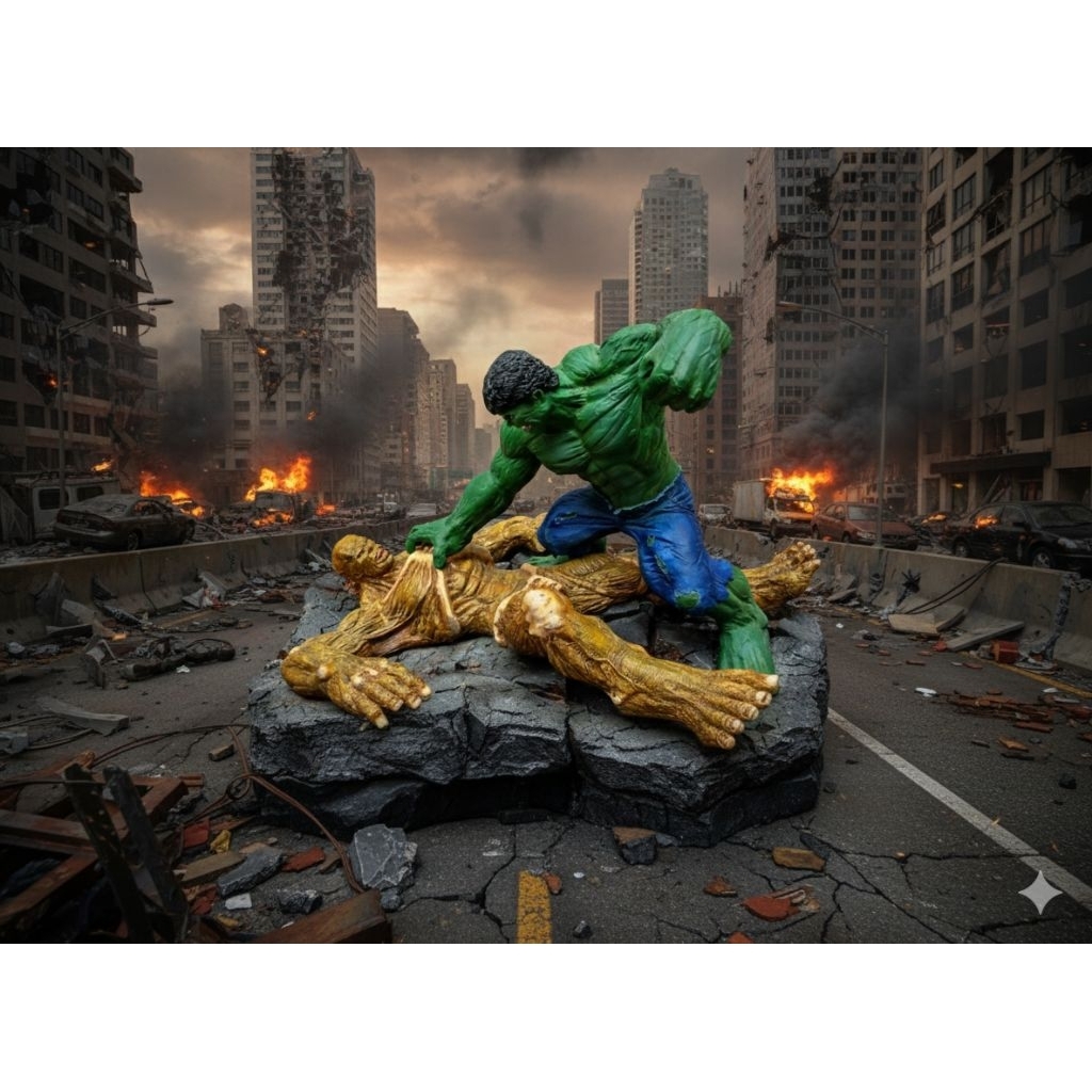 Patung Hulk vs Abomination statue