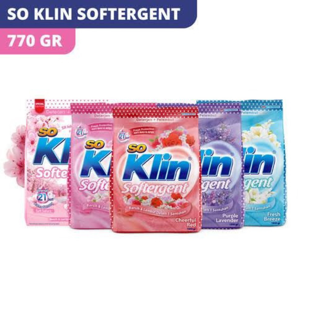 SOKLIN SOFTERGENT Deterjen Bubuk 770 GR SO KLIN - Netto 770 gram