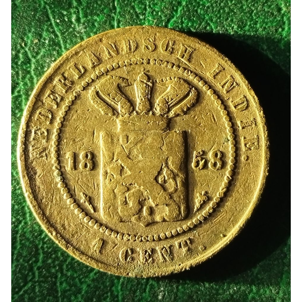 1 cent Benggol Nederland indie thn 1858 bekas beredar Asli