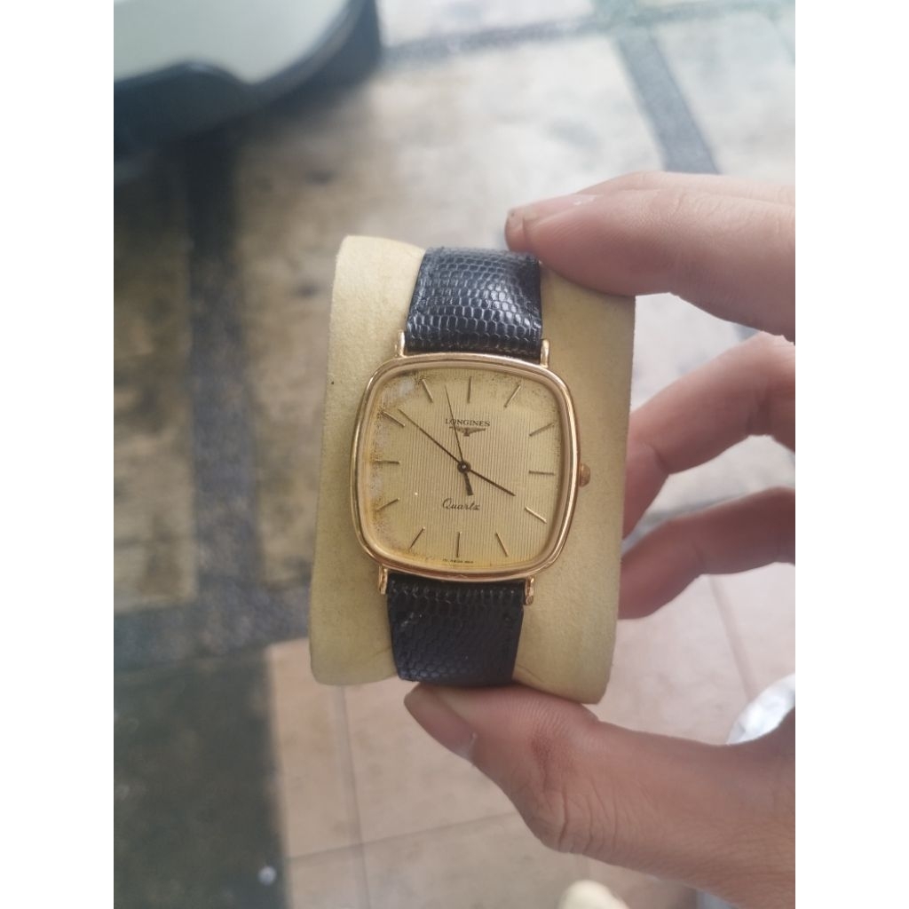 Rare vintage longines quartz square linen dial l155 sgp