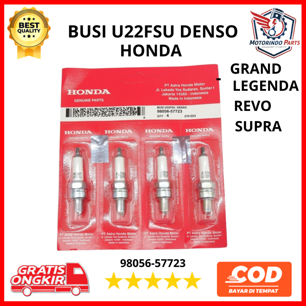 Busi motor Honda Grand AHM U22FSU 4 PCS Busi Legenda - Revo -  - Supra FIT - Supra X motor sparepart